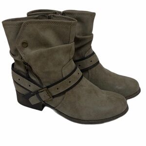 So Women's Slouchy Ankle Boots with Western Buckle Strap Size 10M